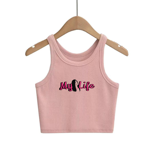 My Life Pink Crop Top English